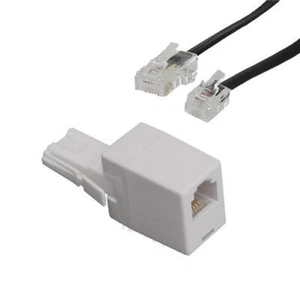 RJ11-RJ11 Kabel (1 Meter) + BT Telefonstecker auf RJ11 Adapter - NEU - Bild 1 von 1