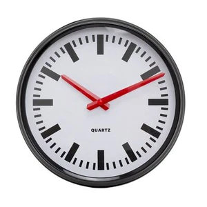 Retro Station Wall Mounted Clock | Black & Red Chunky Wall Clock - 23cm - Picture 1 of 7