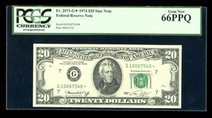 DBR 1974 $20 FRN STAR Chicago Fr. 2071-G* Gem PCGS 66 PPQ Serial G10067540* - Picture 1 of 2