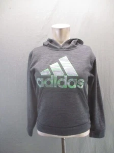 ADIDAS Size M (10-12) Kids Unisex Gray Front Pocket Athletic Training Hoodie 196 - Picture 1 of 8