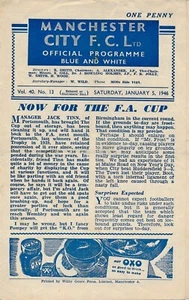 Manchester City v Barrow (FA Cup) 1945/1946 - Programa de fútbol - Imagen 1 de 1