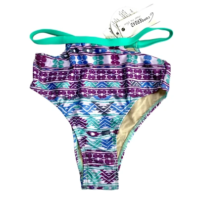 6 Shore Road Pantalones de Baño XS Traje de Baño Azul Púrpura Recortes Cintura Alta Natación Foto 1 de 4