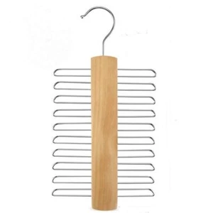 360° Rotating Belt Hanger Organizer Wood Tie Hangers with Hooks fro Closet - Picture 1 of 7