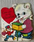 Carte de la Saint-Valentin vintage ours anthropomorphe meuleuse d'organes singe paillettes
