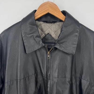 L.A. Leather California Mens XL Genuine Quilted Lined Bomber Jacket Black - Image 1 of 4