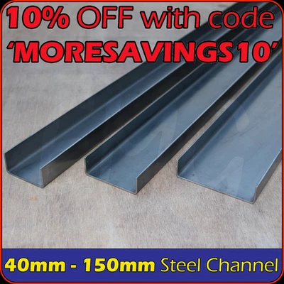 Mild Steel Channel C U Section 30mm 40mm 50mm 60mm 75mm 80mm 100mm 125mm 150m... - Image 1 of 3