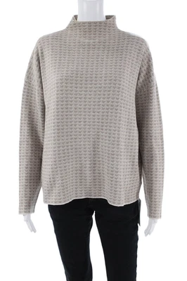 Top tejido pata de gallo marrón manga larga cuello falso Tahari para mujer talla XL Foto 1 de 4