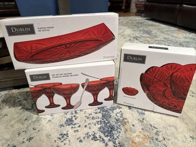 NEW Stock Dublin Collection Red Crystal Tray/Goblet/bowls Shannon Godinger - Image 1 of 3
