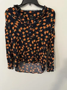 J crew Women’s Poppy Fields Ecovera Viscose Crepe Popover Blouse XS - Picture 1 of 3