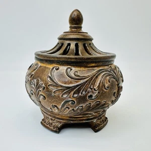 Vintage Inspired Resin Incense Burner w/ Intricate Scroll Detailing 6.25” Tall - Picture 1 of 10