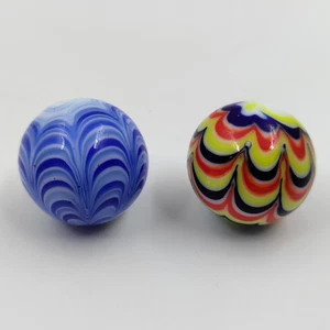 2 Cool Looking 1" inch Glass Marbles, Multicolored, No Damage - Picture 1 of 3
