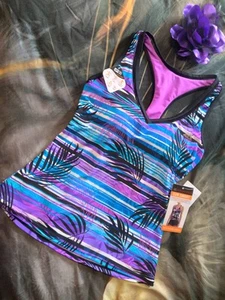 Zero Xposur Tankini Xsmall 6 Multicolor Stripes Wireless Swim Top New With Tags - Picture 1 of 6