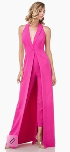 Kay Unger*RARE*Melissa Magenta Halter Jumpsuit Tuxedo Neck & Ankle Pants Size 14 - Picture 1 of 24