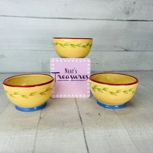Pfaltzgraff NAPOLI Earthenware Colorful Floral 4" Diameter Dessert Bowls Set 3 - Picture 1 of 17