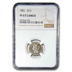 1881 Three Cent Nickel PF-67 Cameo NGC - Picture 1 of 3