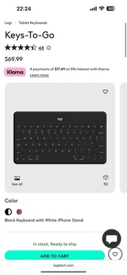 Logitech Keys To Go Portable Wireless Bluetooth Keyboard For iOS (iPad, iPhone) - Image 1 of 4