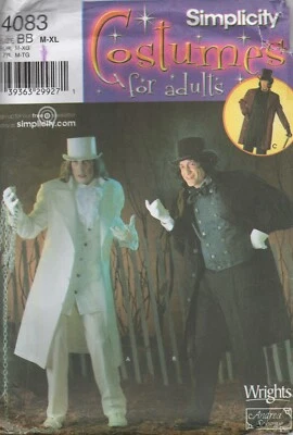 Simplicity Sewing Pattern 4083 Costumes Victorian Coat Cape HAT Men Sz 38-48 New - Image 1 of 4