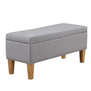 Boraam Dining Bench 19"Hx42"Wx16"D Ottoman Soft Builtin Storage Upholstered Gray - Picture 1 of 6