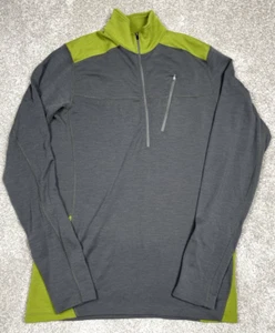 Camisa Suéter Ibex 1/4 Cremallera Rambouillet Lana Hombres Grande Verde Gris Procedente de EE. UU. - Imagen 1 de 9