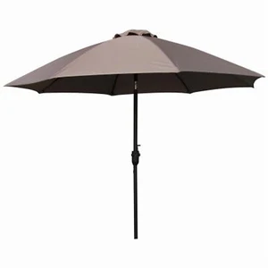 Four Seasons Courtyard 9 Foot Crank Lift Auto Tilt System Patio Umbrella, Taupe - Picture 1 of 4