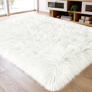 Large Carpet Faux Fur Sheepskin Area Rug Furry Rugs for Bedroom Living room Rugs - Picture 1 of 88