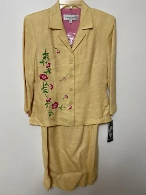 Donna Ricco New York Conjunto de 2 Piezas Blazer Chaqueta y Vestido Amarillo TALLA 6 Rayón 100% Foto 1 de 4