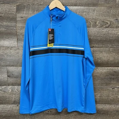 Mens Under Armour 1/4 Zip Golf Pullover UPF 50+ Blue Stripe UM1246-169 Sz L NWT - Image 1 of 4