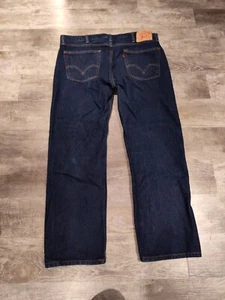 Levis 505 Men's Straight Fit Denim Jeans Size 40X30 Blue Dark Wash EUC - Picture 1 of 23