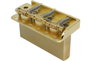 Strat/Tele - Trem Bridge w/ 1/4" Brass Saddles - Satin Gold - Picture 1 of 6