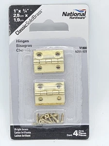 Solid Brass Hinges 1" X 3/4" National Hardware N211-177 V1800 (4 Hinges) - Picture 1 of 2