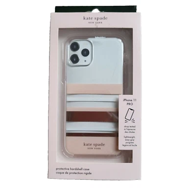 Kate Spade New York Clear Pink Gold Stripe Shell Case Apple iPhone 11 PRO - Image 1 of 4
