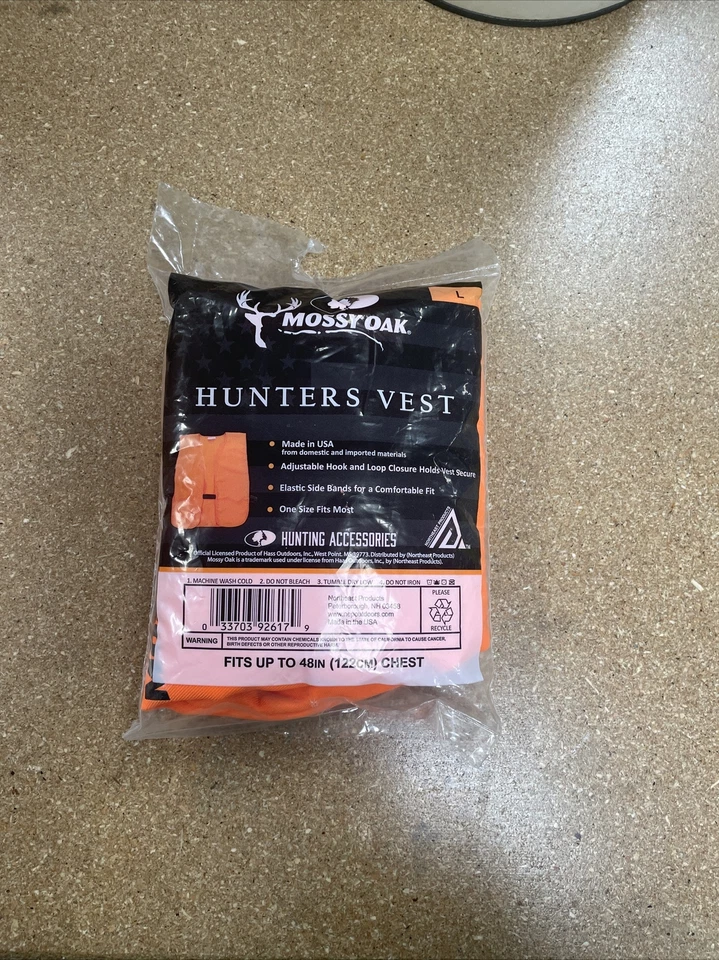 Mossy Oak Hunters Hunting Safety Vest Blaze Orange size Large L NEW - Image 1 of 1