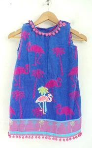 NEU Mädchen Strand Überwurf blau rosa Flamingo Palme Sommer Handtuch 6-8 Einheitsgröße - Bild 1 von 4