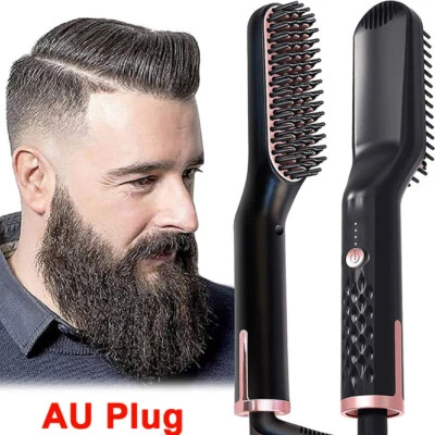 Electric Beard Hair Straightener Quick Heated Brush Straightening Comb Curling - image 1 of 4