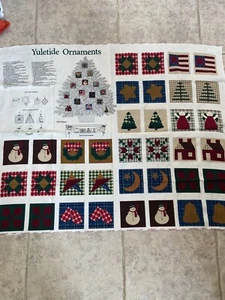 Vintage Cranston Prints Dream Spinners Yuletide Ornament Blocks Cut & Sew Panel - Picture 1 of 9