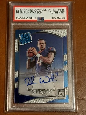 Tarjeta de radiocontrol firmada por novato Browns Deshaun Watson 2017 clasificación óptica losa PSA Foto 1 de 2