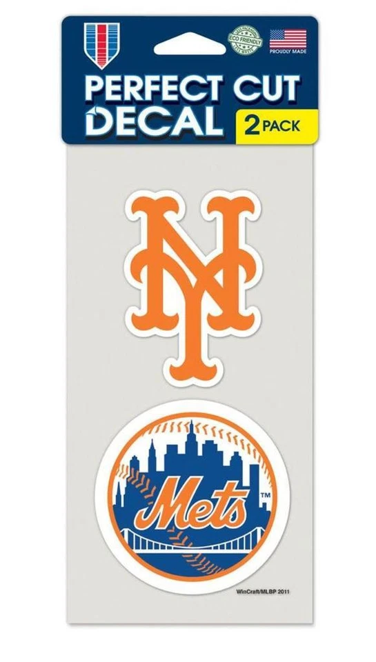 New York Mets 4x4 Perfect Cut Set of 2 Decal [NEW] MLB Car Emblem Sticker - Image 1 of 1