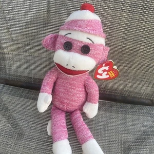TY Beanie Buddy - SOCKS THE SOCK MONKEY 9 PINK Plush With Tag - Picture 1 of 5