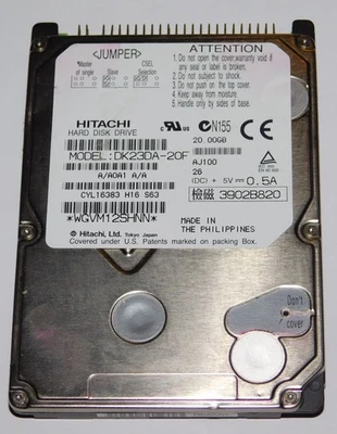 Hitachi DK23DA-20F 2,5" Notebook Laptop Festplatte 20GB HDD Hard Disk Drive - Bild 1 von 4