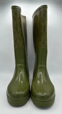 MICHAEL KORS ARMY OLIVE GREEN RUBBER RAIN BOOTS SIZE 8.5 - Image 1 of 4