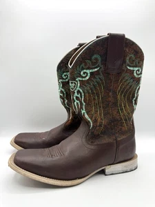 Botas Ariat Hombre Niño Talla 5 Turquesa Arte 10019918 Marrón Cuero Occidental - Imagen 1 de 9