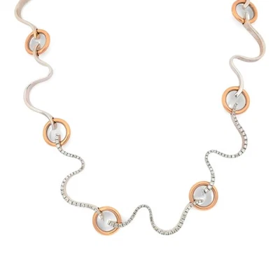 Collar de eslabones gargantilla de diamantes talla redonda Damiani oro blanco y rosa de 18 quilates  Foto 1 de 4