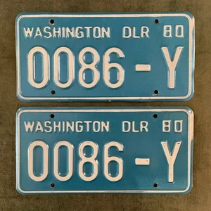 Historic 1980 Washington License Plate Matched PAIR #0086-Y Collector Car Plates - Picture 1 of 1