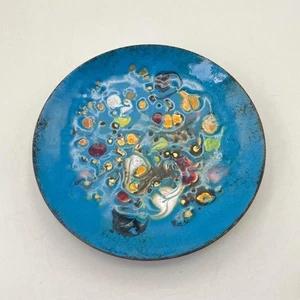 Plato Pin Pequeño Azul Multicolor Abstracto MCM Cobre Esmaltado 10cm Diámetro - Imagen 1 de 5