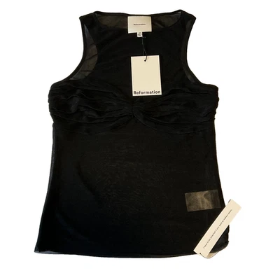 Camiseta sin mangas Reformation rosa tejida para mujer talla XS negra transparente Foto 1 de 4