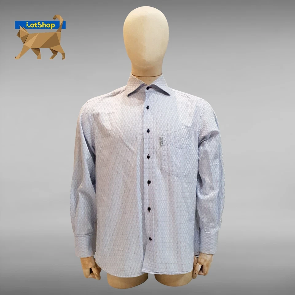 Lambretta Modena Hombre Manga Larga Vestido Botón Algodón Camisa Hombre Talla... - Imagen 1 de 4