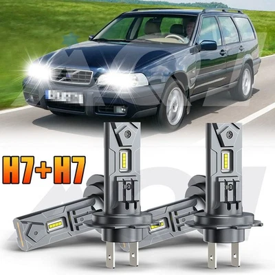 For Volvo V70 1998-2000 4x h7 h7 6000K Bright White LED Headlight Hi/Low Bulbs Foto 1 de 4