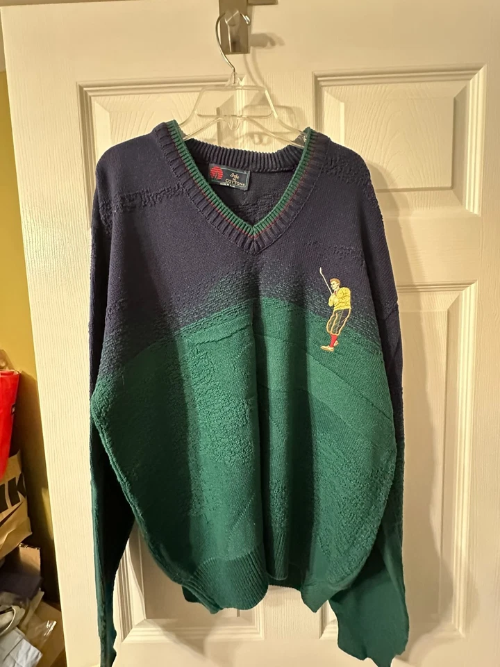 Suéter de Golf ISLE OF COTTON Para Hombres L HECHO EN EE. UU. Golfista Bordado Verde/Negro Foto 1 de 3