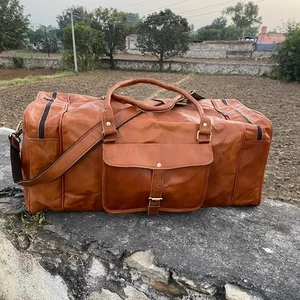 Triángulo de cuero genuino grande Weekender bolsa de viaje bolsa nueva - Imagen 1 de 17