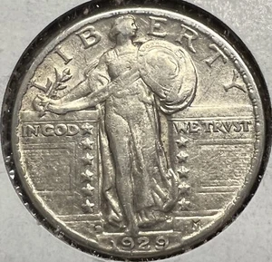 1929-D STANDING LIBERTY SILVER QUARTER CHOICE VF ACTUAL COIN #5993 - Picture 1 of 2